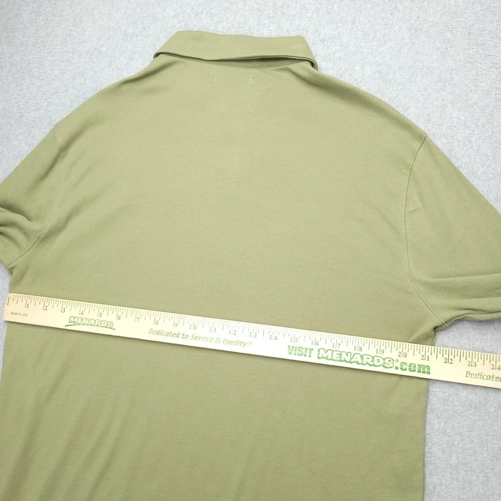 Banana Republic Polo Shirt Mens L‎ Green Solid Cotton Long Sleeve Luxe Touch Top